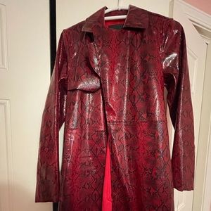 New with Tag Red Faux Snakeskin Trench Coat Urban OutFitters BlankNYC